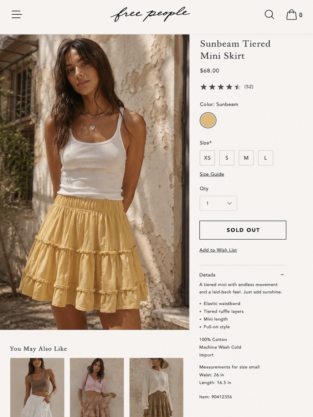 Free People Sunbeam Tiered Mini Skirt - Sunbeam Yellow